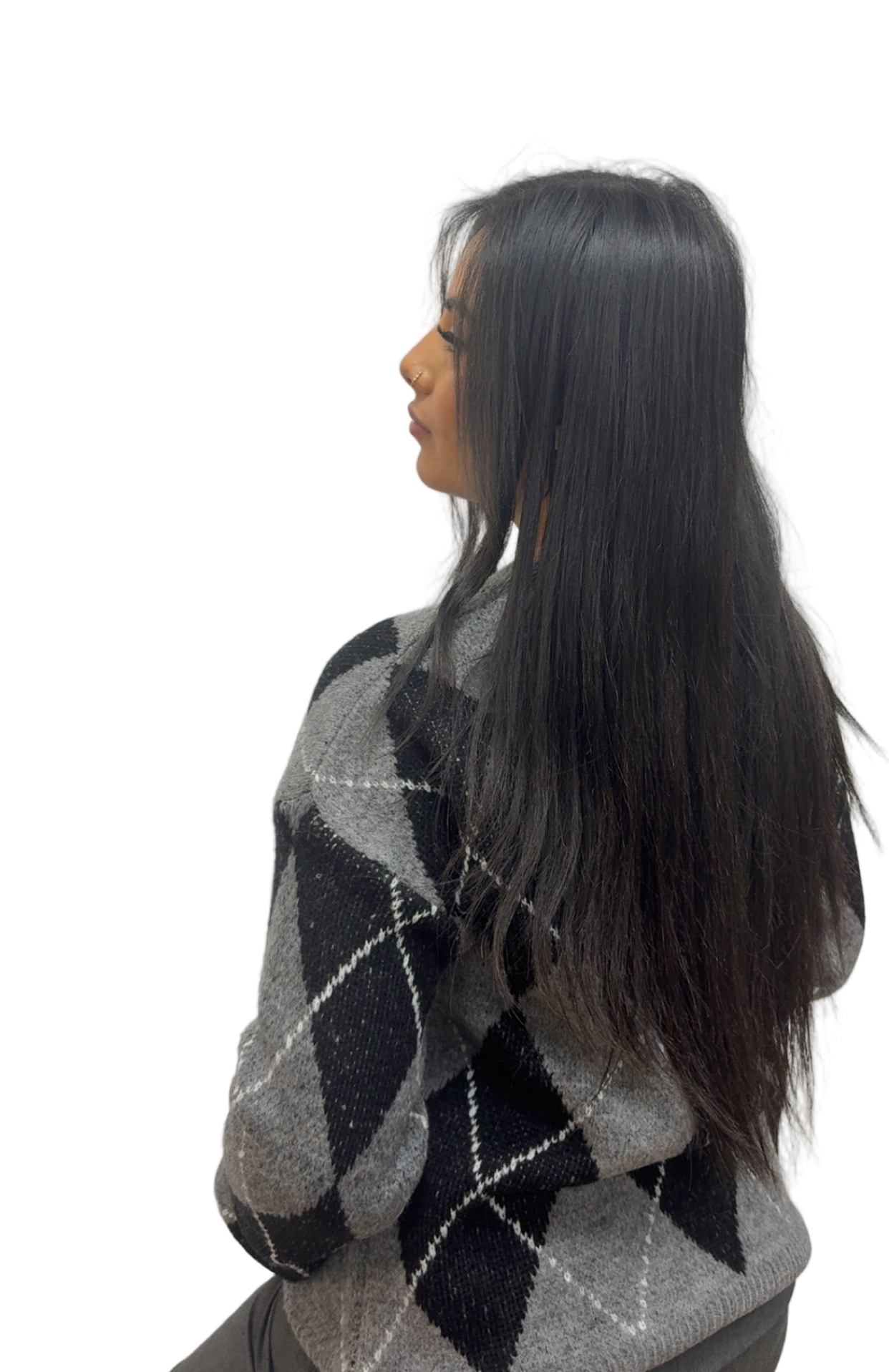 Pull MACADAM à carreaux gris