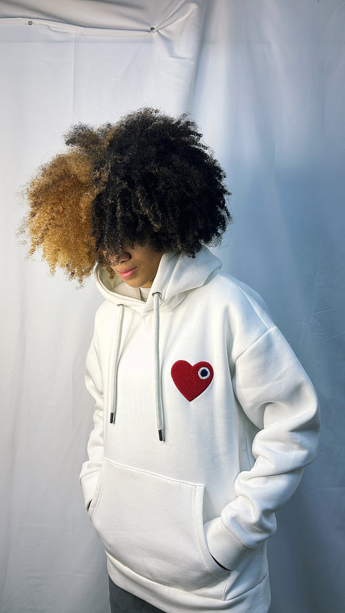 PULL BLANC ADJ CŒUR ROUGE