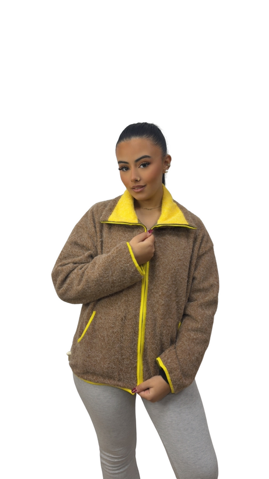 GILET POLAIRE TENDANCE MARRON