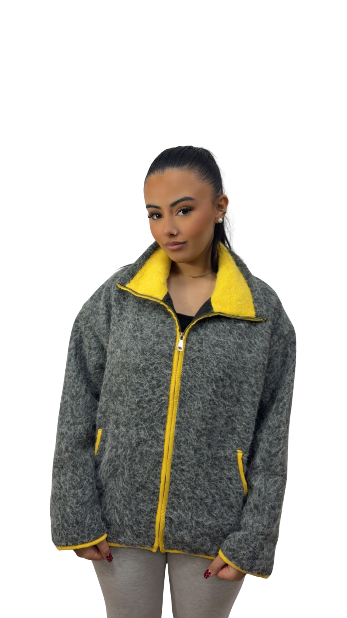 GILET POLAIRE TENDANCE GRIS FONCÉ