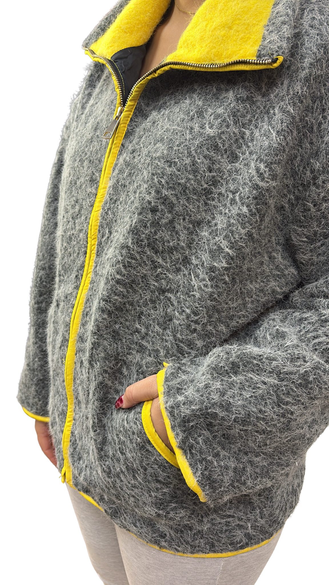 GILET POLAIRE TENDANCE GRIS FONCÉ