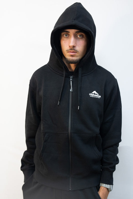 HELVETICA GILET A CAPUCHE NOIR