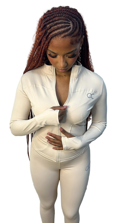 Ensemble legging zipe Octa crème