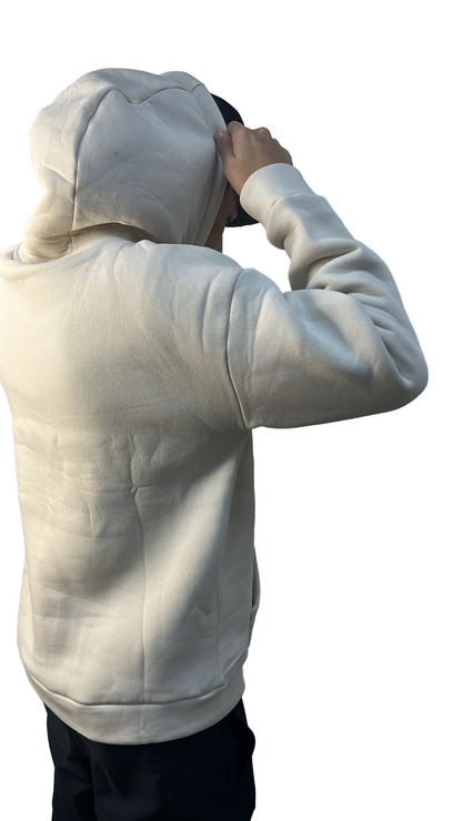 PULL BEIGE CŒUR BLANC