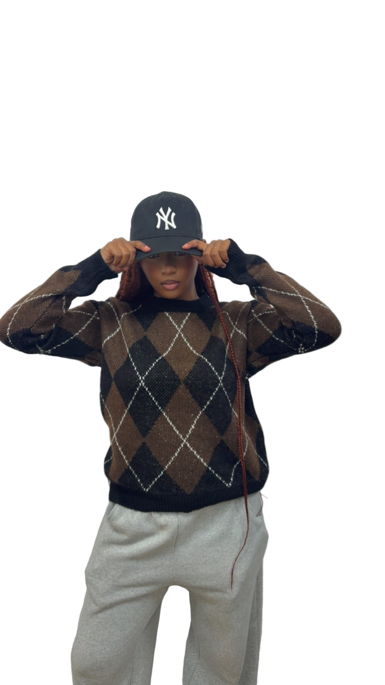 Pull MACADAM à carreaux marron