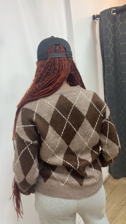Pull MACADAM à carreaux automne