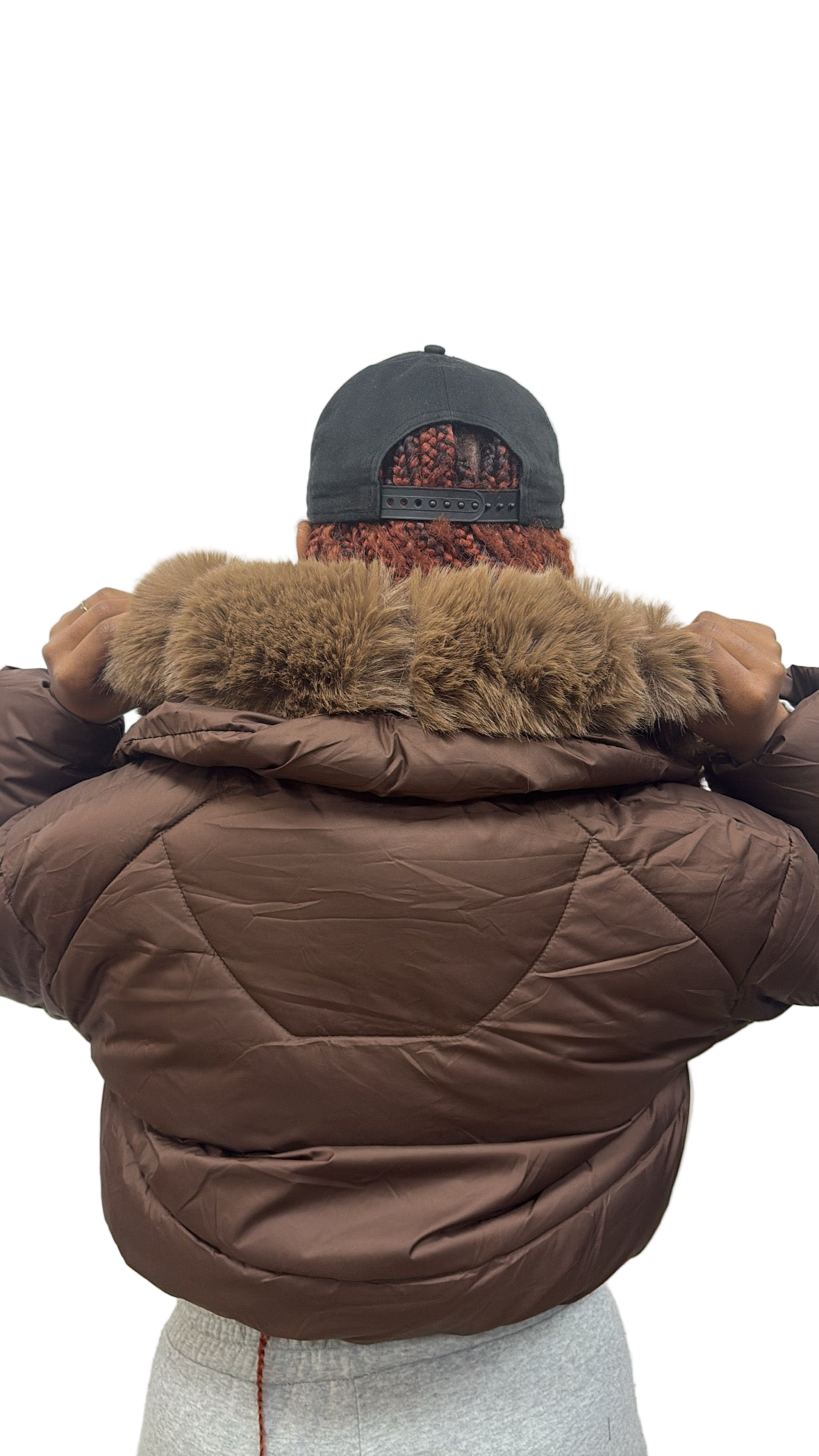 Doudoune MACADAM marron à fourrure