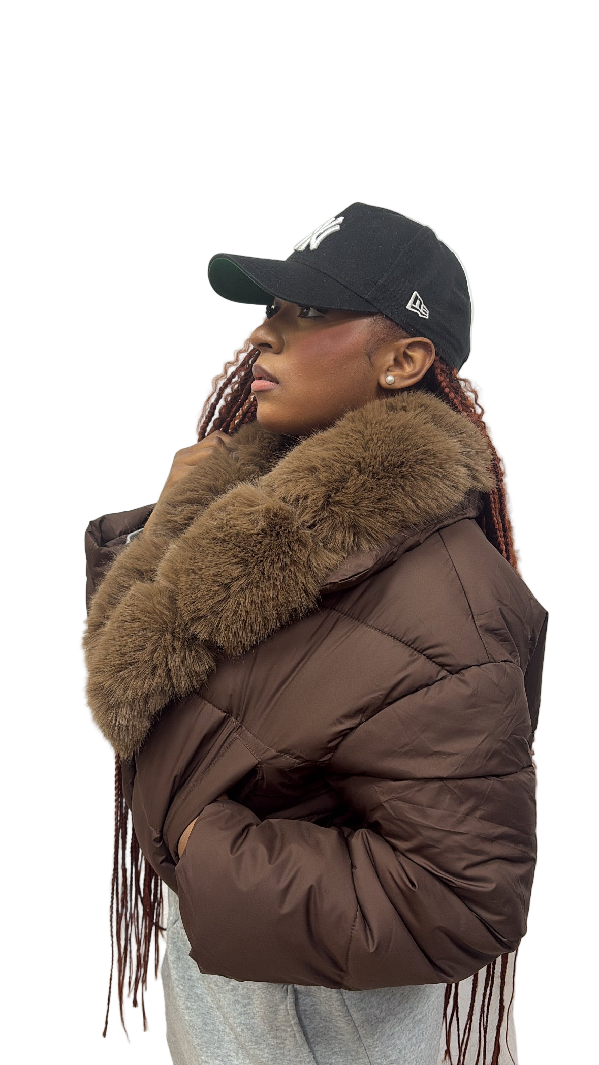 Doudoune MACADAM marron à fourrure