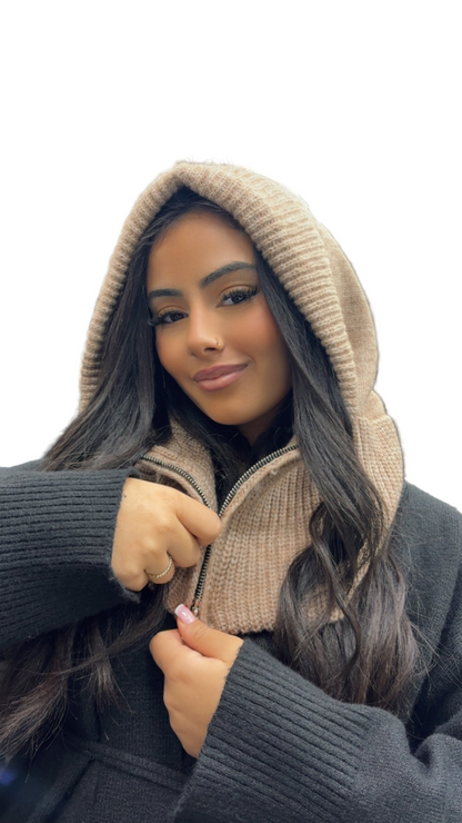 Cagoule MACADAM marron à zip capuche