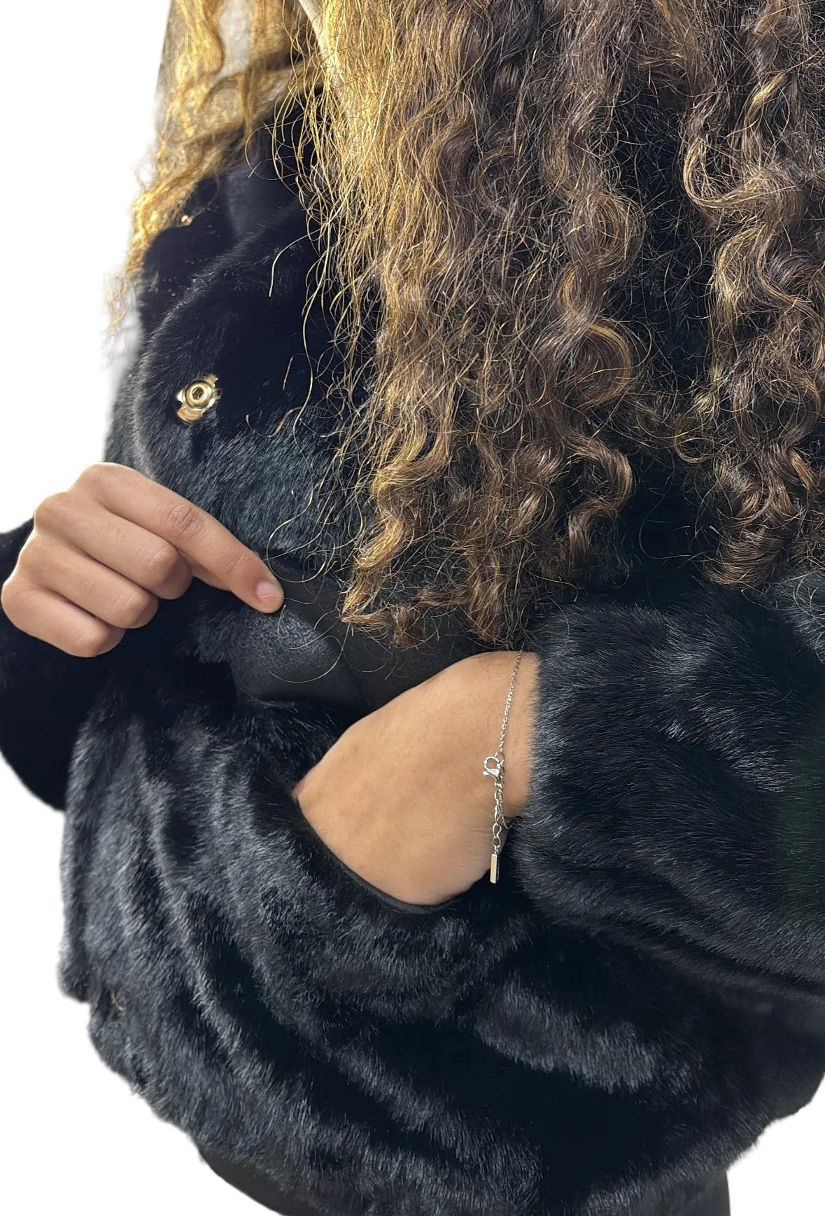 FOURRURE GOLD&SILVER  NOIRE