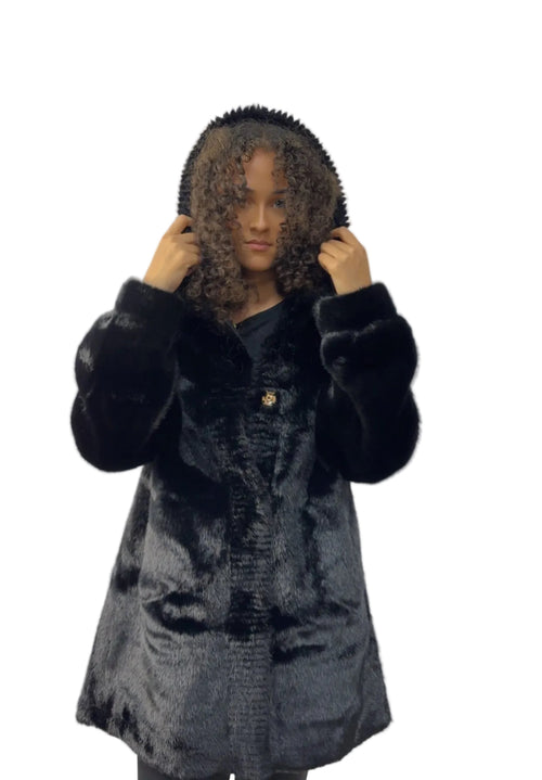 FOURRURE LONGUE GOLD&SILVER NOIRE