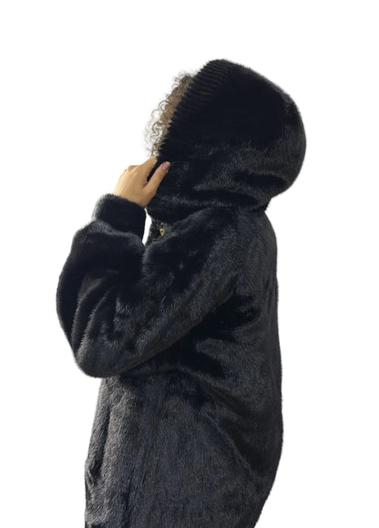 FOURRURE LONGUE GOLD&SILVER NOIRE