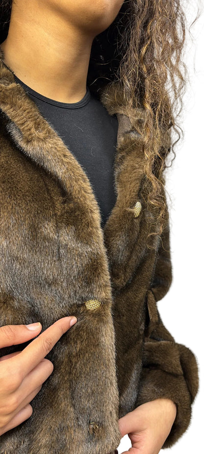 FOURRURE GOLD&SILVER MARRON