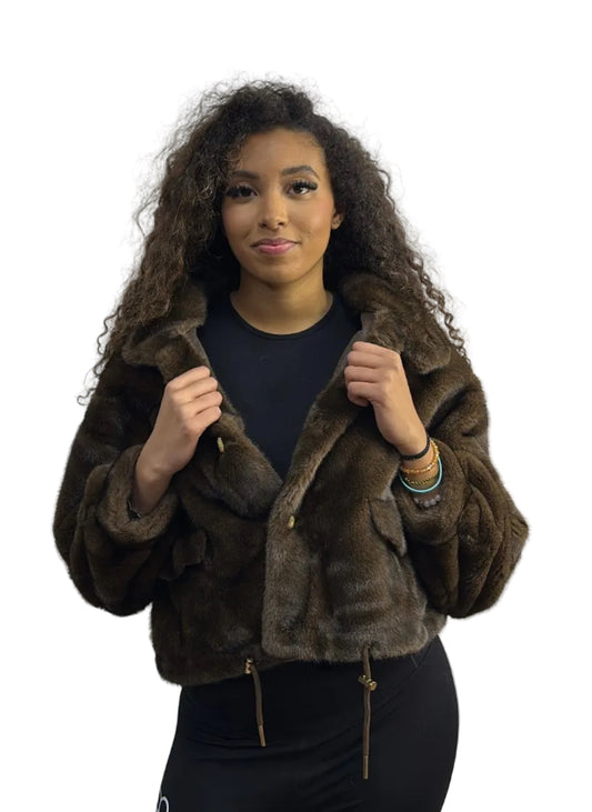 FOURRURE GOLD&SILVER MARRON