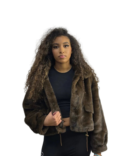 FOURRURE GOLD&SILVER MARRON