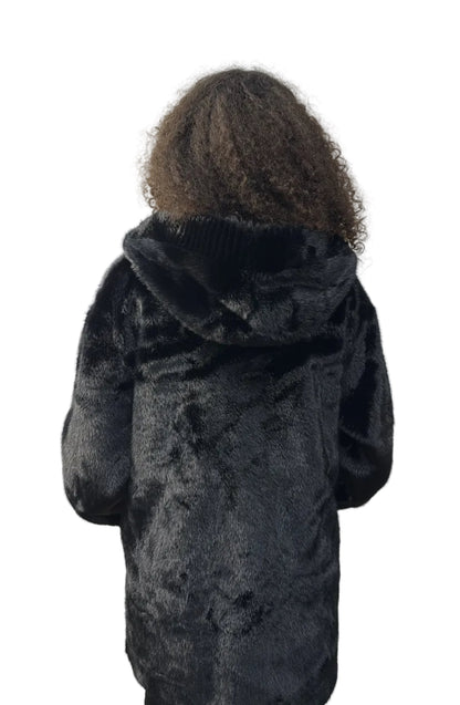 FOURRURE LONGUE GOLD&SILVER NOIRE