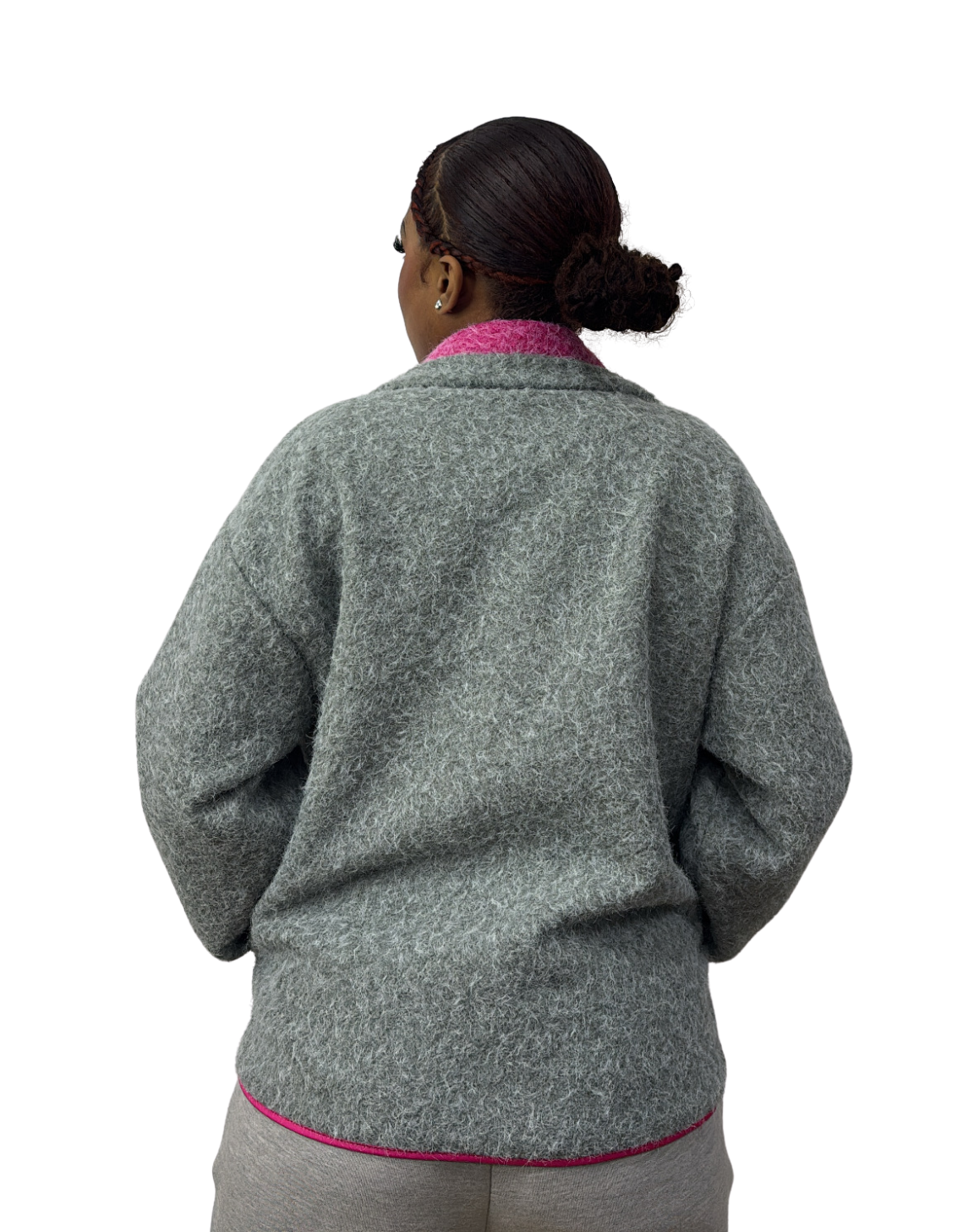 GILET POLAIRE TENDANCE GRIS-ROSE