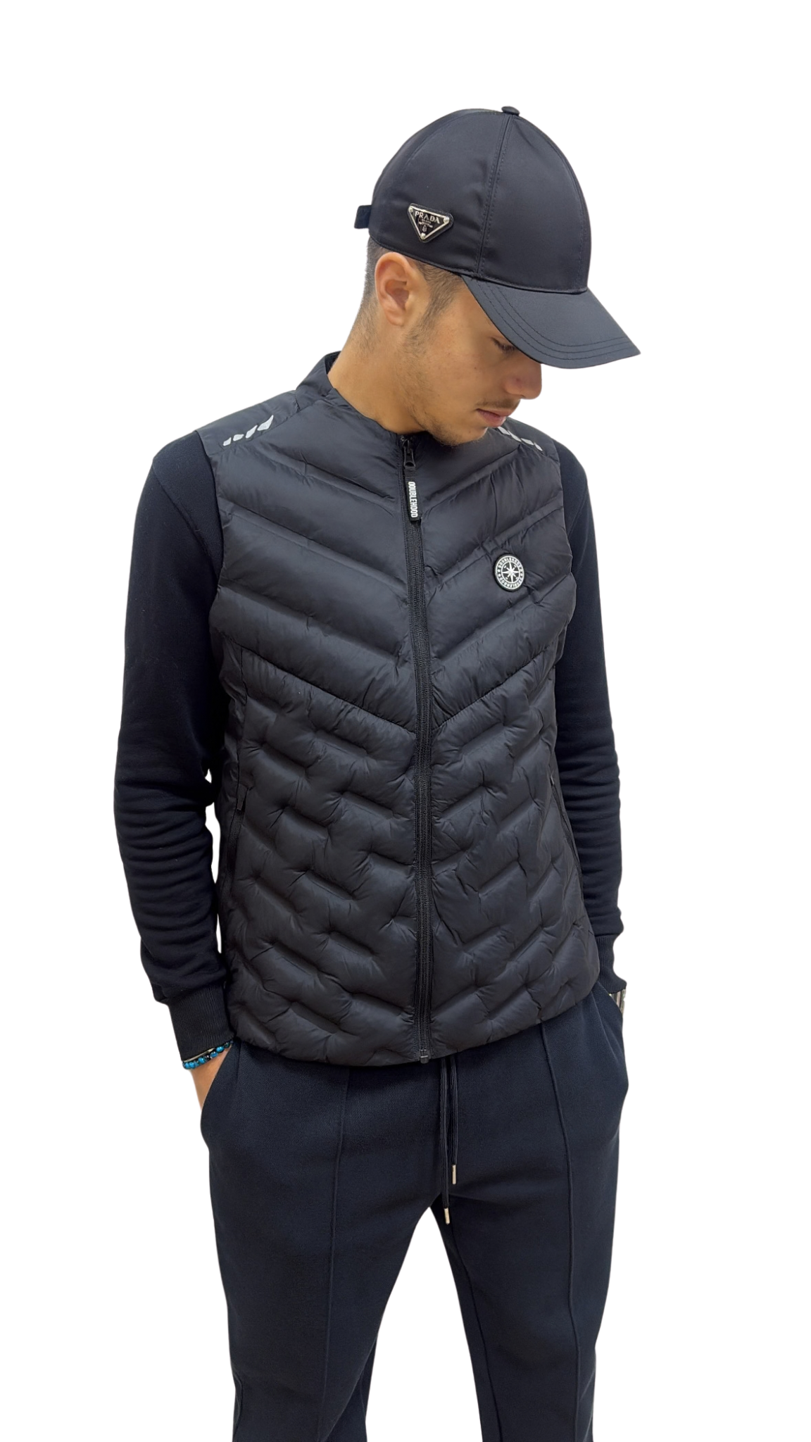 VESTE DOUBLEHOOD sans manches TOD 02 BLACK