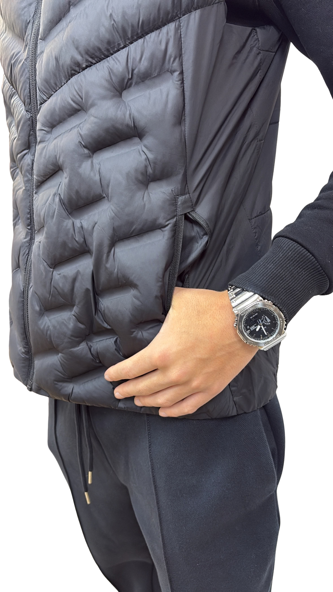 VESTE DOUBLEHOOD sans manches TOD 02 BLACK