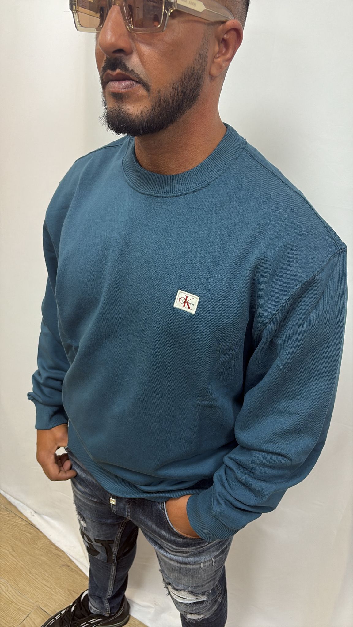 Pull bleu canard Calvin Klein