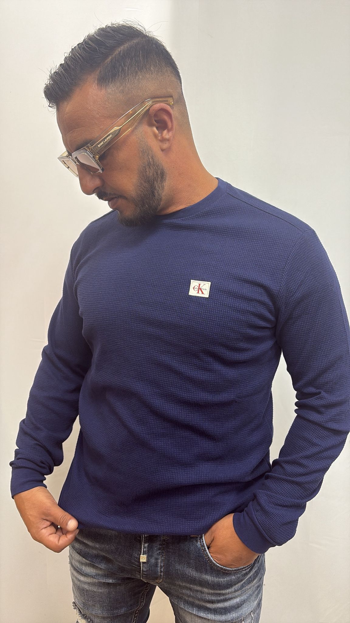 Pull bleu marine Calvin Klein en maille