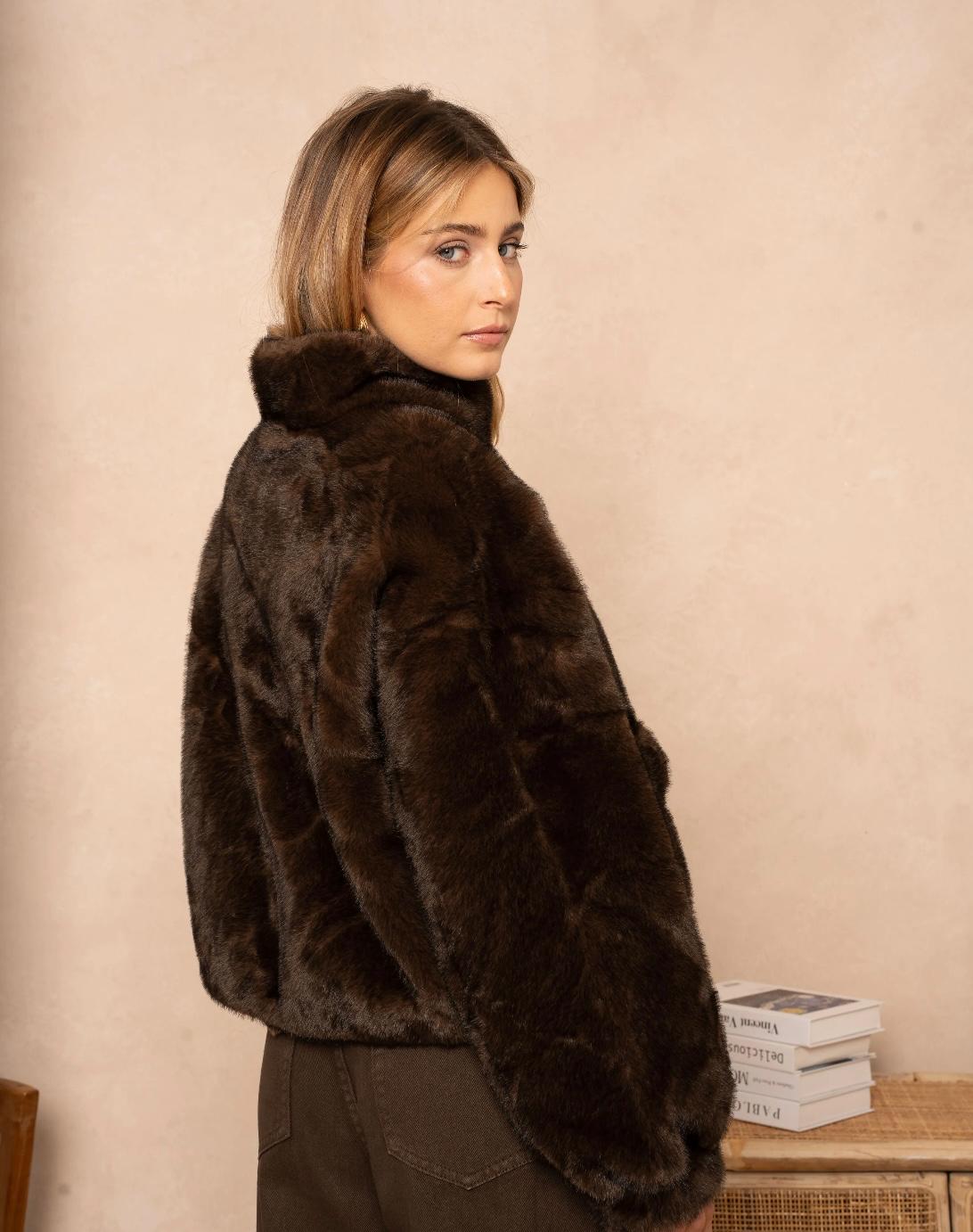 MANTEAU FOURRURE GOLD&SILVER COFFEE