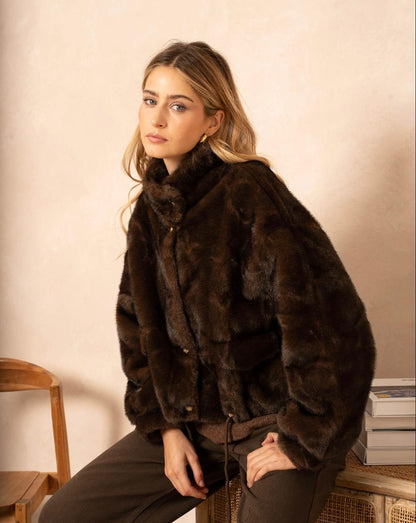 MANTEAU FOURRURE GOLD&SILVER COFFEE