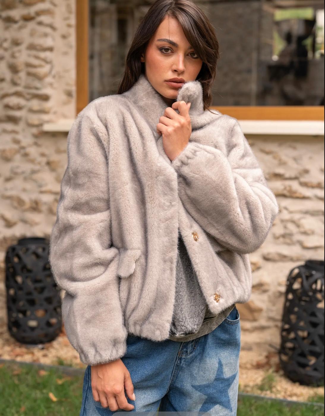 MANTEAU FOURRURE GOLD&SILVER BEIGE