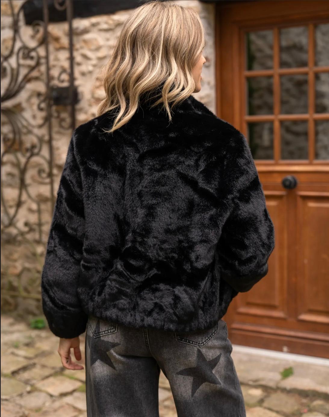 MANTEAU FOURRURE GOLD&SILVER  NOIRE