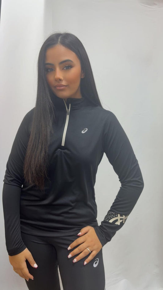 HAUT DEMI ZIP ASICS NOIR