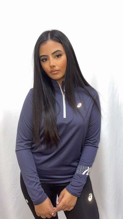 HAUT DEMI ZIP ASICS BLEU