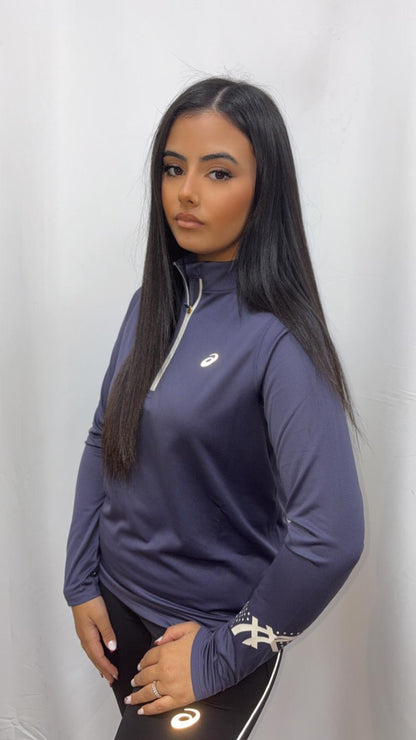 HAUT DEMI ZIP ASICS BLEU