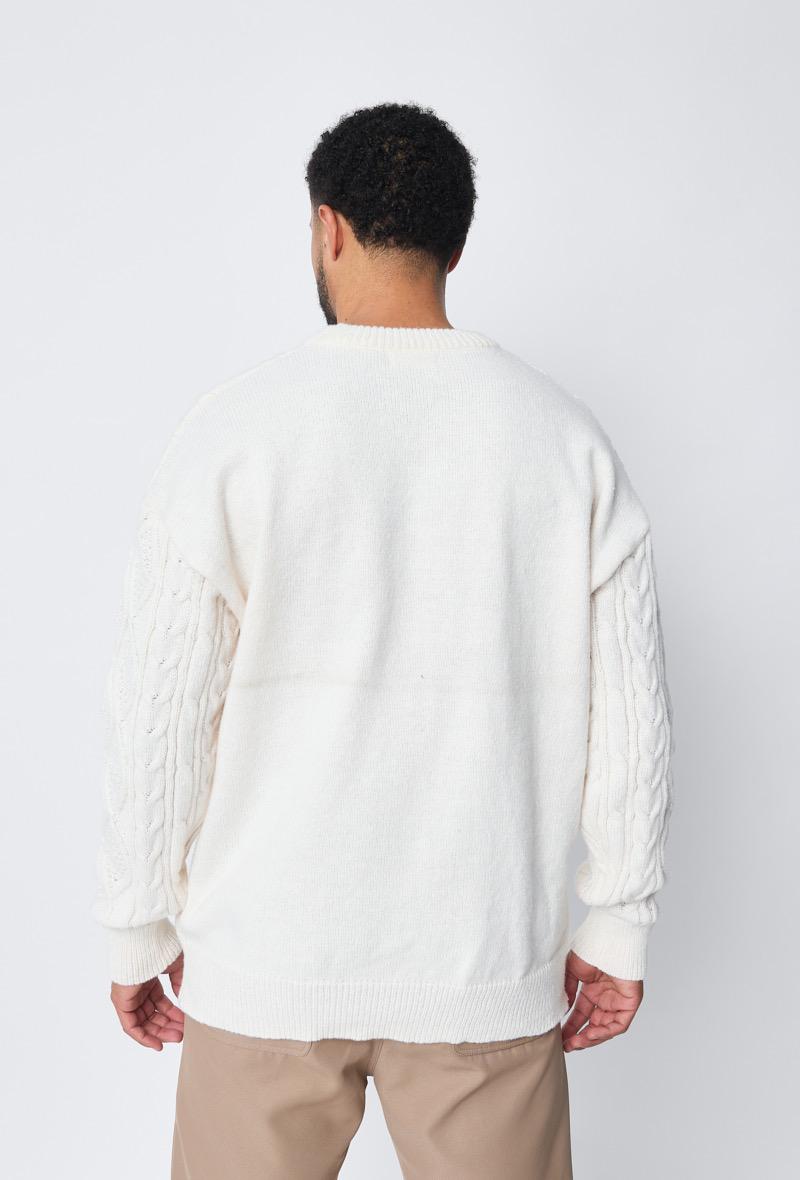 PULL BEIGE TRICOT TRESSÉ FRILIVIN
