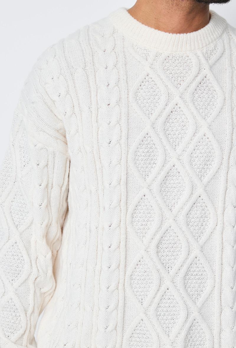 PULL BEIGE TRICOT TRESSÉ FRILIVIN