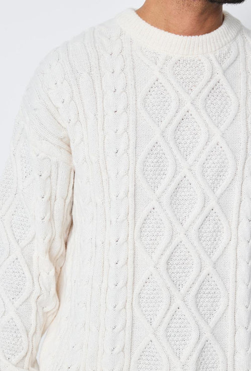 PULL BEIGE TRICOT TRESSÉ FRILIVIN