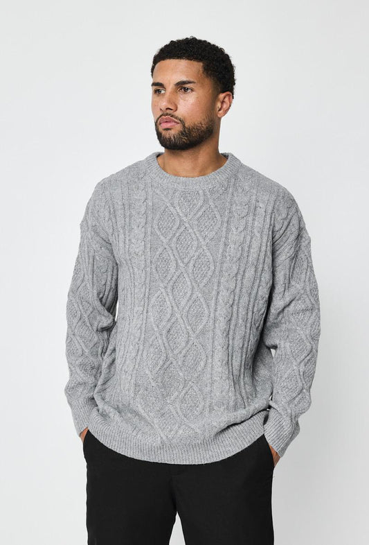 PULL GRIS TRICOT TRESSÉ FRILIVIN  CF-Z009-4