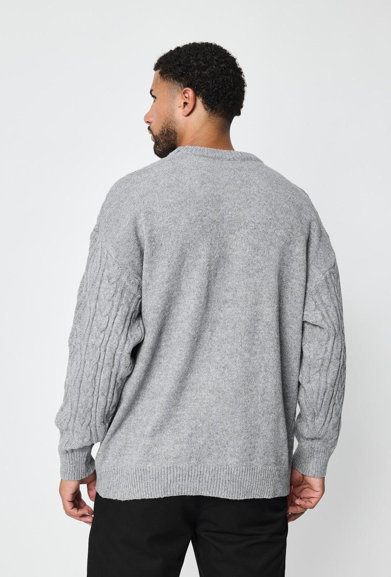 PULL GRIS TRICOT TRESSÉ FRILIVIN  CF-Z009-4