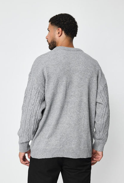 PULL GRIS TRICOT TRESSÉ FRILIVIN  CF-Z009-4