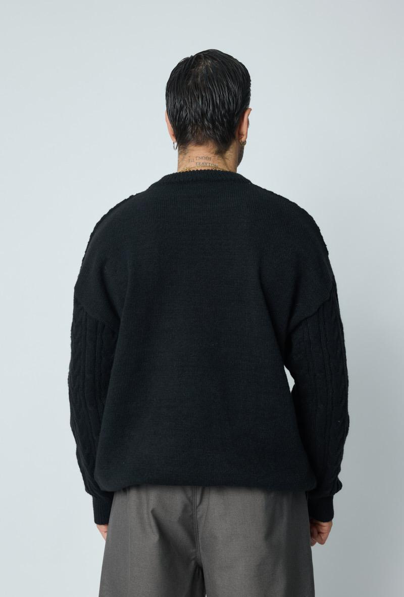 PULL NOIR TRICOT TRESSÉ FRILIVIN