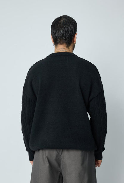 PULL NOIR TRICOT TRESSÉ FRILIVIN