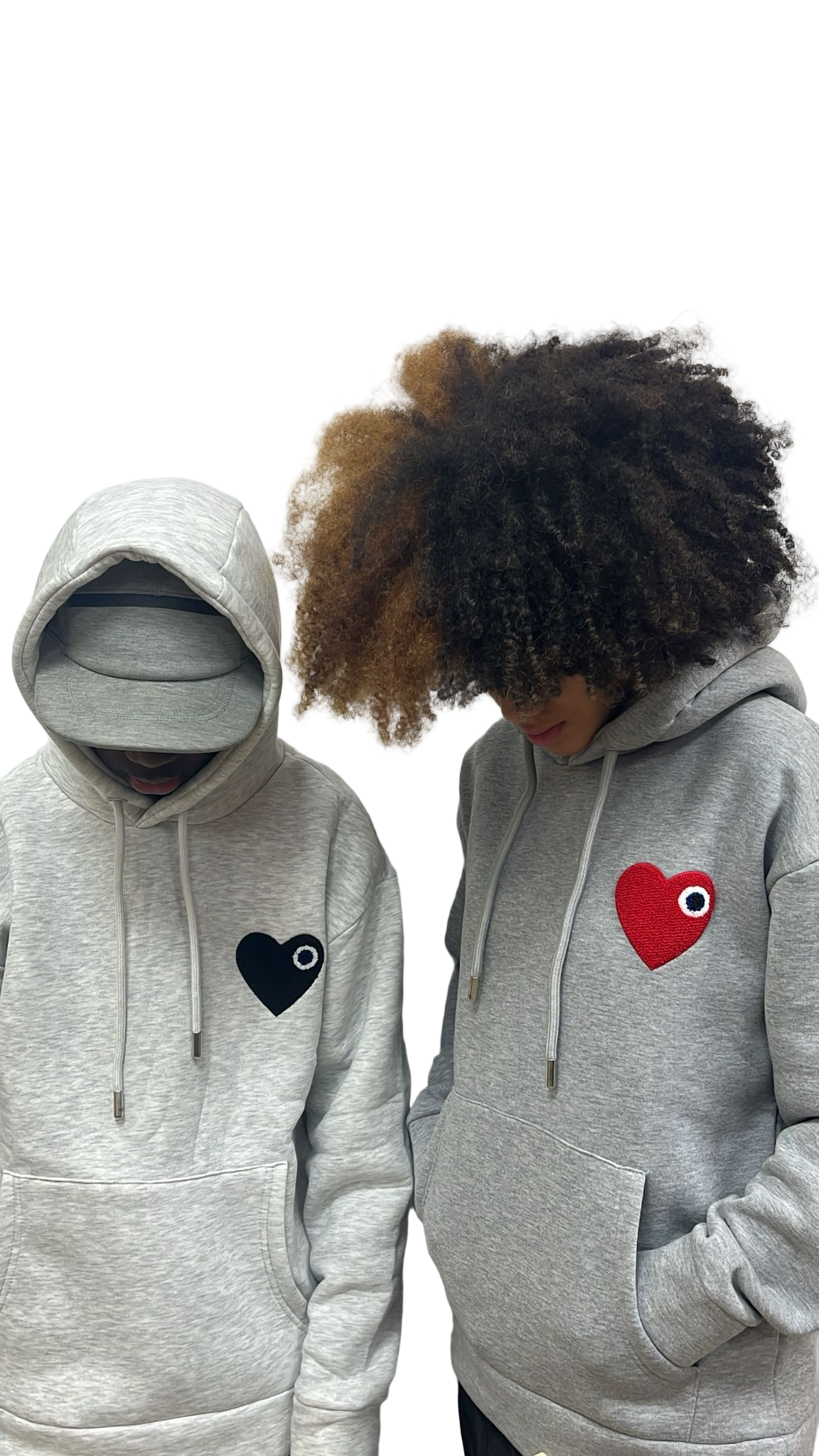 PULL GRIS CŒUR ROUGE